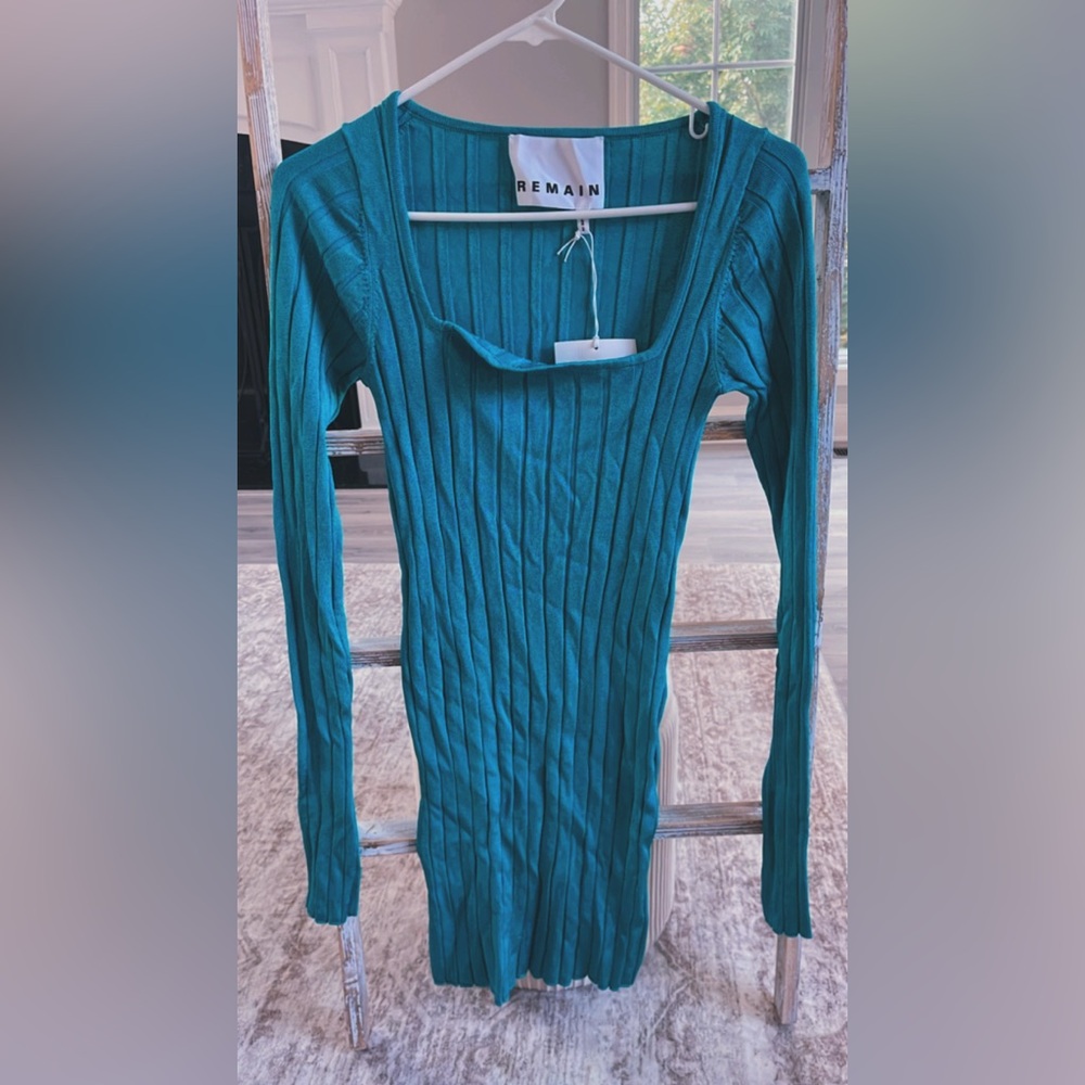 Teal Ribbed Long Sleeve Top